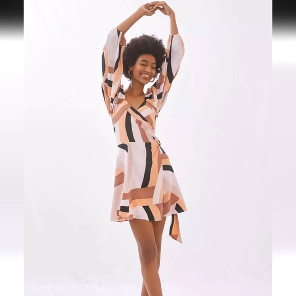 Anthropologie HUTCH Geo Wrap Mini Dress.  Size Small - Picture 2 of 15